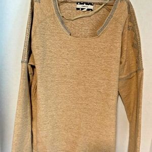 Comme Toi Womens Sz S Pullover Sweatshirt Long Sleeve Orange Gray Top Shirt 19 i